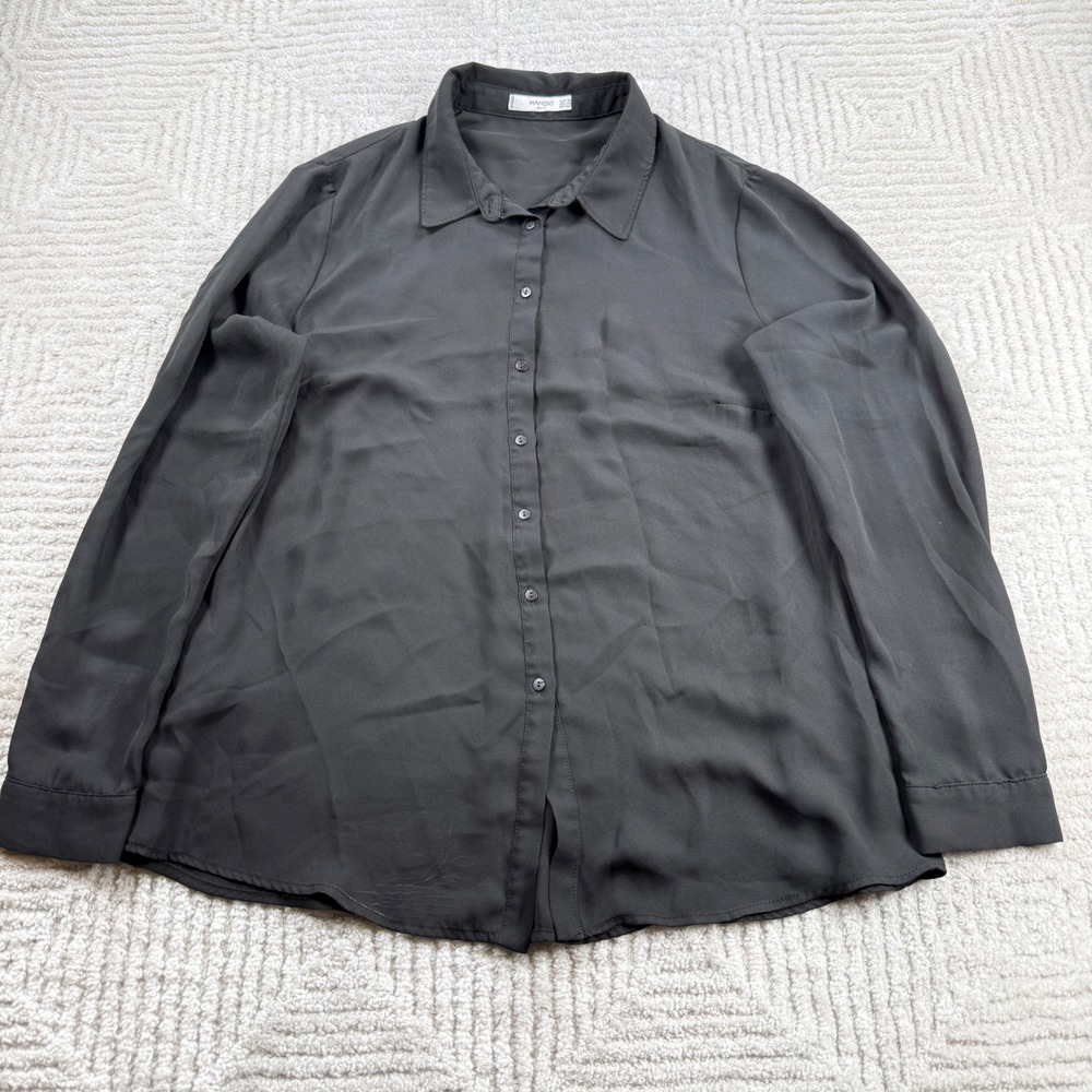 Mango Suit Blouse Womens XXS Black Long Sleeve Office Minimalist Capsule Gothic